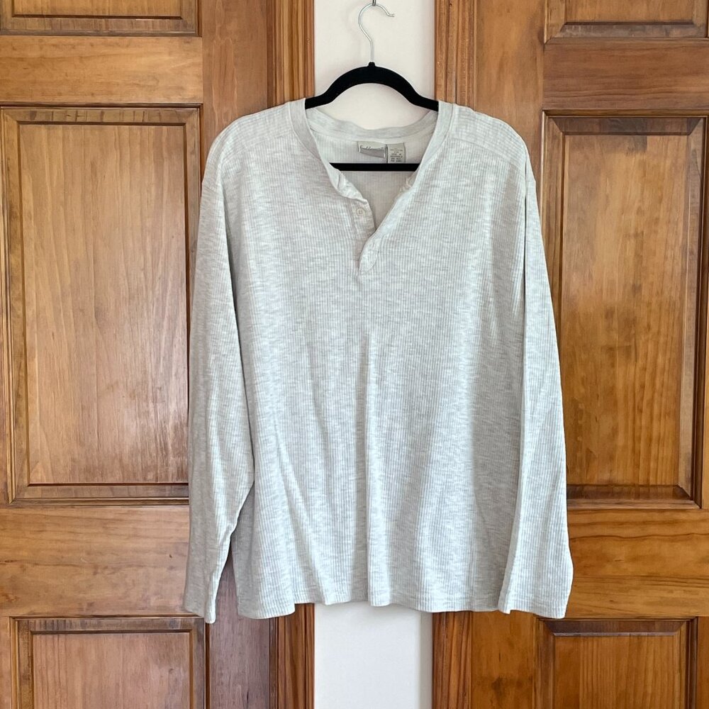 Vintage Fieldmaster Cream Soft and Thick Henley Tee with Ribbed Knit XL